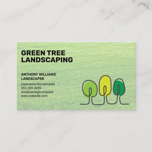 造園 | Grass |ツリーロゴ 名刺 (正面)