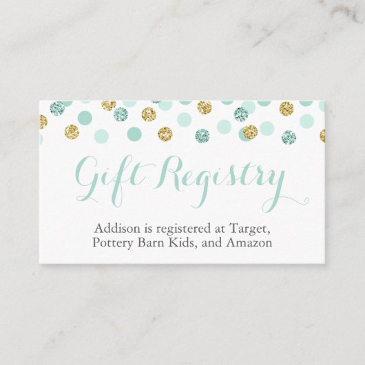 造幣局と金ゴールドグリッターギフトレジストリ挿入カード エンクロージャーカード (正面)