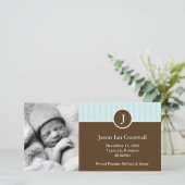 造幣局モノグラムとストライプ出産アナウンス 案内状 (スタンド正面)