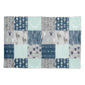 造幣局、海軍局、グレーのウッドランド・パッチワーク 枕カバー (裏面)