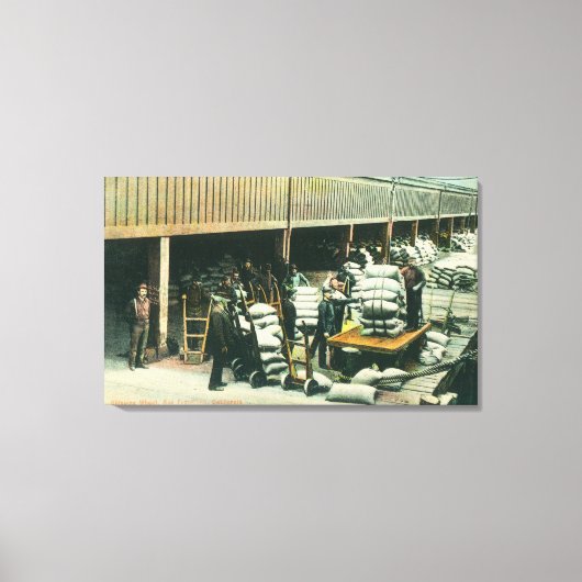 造船所の労働者の出荷用小麦の表示 キャンバスプリント (正面)