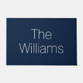 連カスタマイズ合の姓ネイビー・ブルー ドアマット (正面)