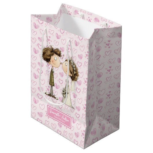 連ユーモアのある結婚対の抱き枕 ミディアムペーパーバッグ (正面アングル)