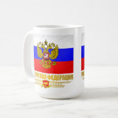 連ロシアの結国旗とエンブレム コーヒーマグカップ (正面左)