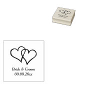 連動するハート付き木製アートのウェディングスタンプ ラバースタンプ (押印)
