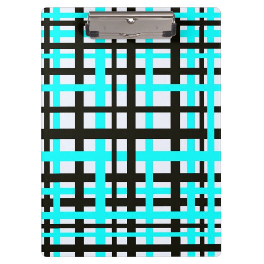 連動ストライプ白黒ティール（緑がかった色） クリップボード (正面)