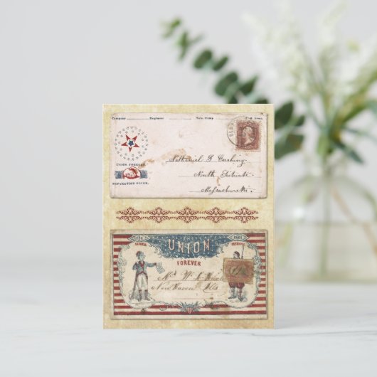 連合付き南北戦争封筒の消印 ポストカード (スタンド正面)