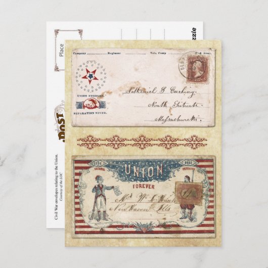 連合付き南北戦争封筒の消印 ポストカード (正面/裏面)