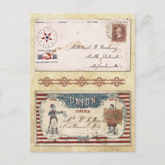 連合付き南北戦争封筒の消印 ポストカード (正面)
