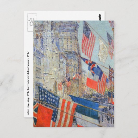 連合国の日、1917年5月Childe Hassam著、ヴィンテージアート ポストカード (正面/裏面)