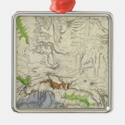 連合太平洋の鉄道の地図からのグリーンリバー メタルオーナメント (正面)