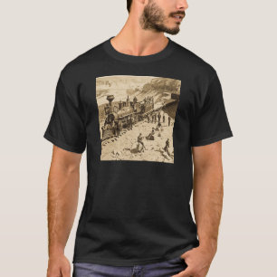 連合太平洋の鉄道セピア色の場面 Tシャツ