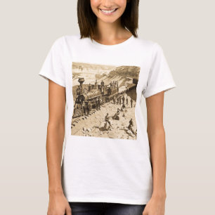 連合太平洋の鉄道セピア色の場面 Tシャツ
