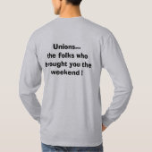 連帯とは…組合は週末をもたらした Tシャツ (裏面)