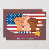連帯労働者の統一労働日とアメリカ国旗T サンキューカード (正面/裏面)