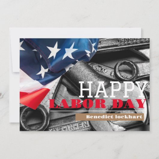 連帯労働者の統一労働日とアメリカ国旗T サンキューカード (正面)