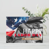 連帯労働者の統一労働日とアメリカ国旗T サンキューカード (スタンド正面)