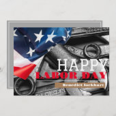 連帯労働者の統一労働日とアメリカ国旗T サンキューカード (正面/裏面)