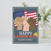 連帯労働者の統一労働日と米国の国旗 サンキューカード (スタンド正面)