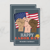 連帯労働者の統一労働日と米国の国旗 サンキューカード (正面/裏面)