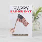 連帯労働者の統一労働日と米国の国旗 サンキューカード (スタンド正面)