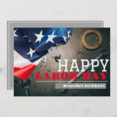 連帯労働者の統一労働日と米国の国旗 サンキューカード (正面/裏面)