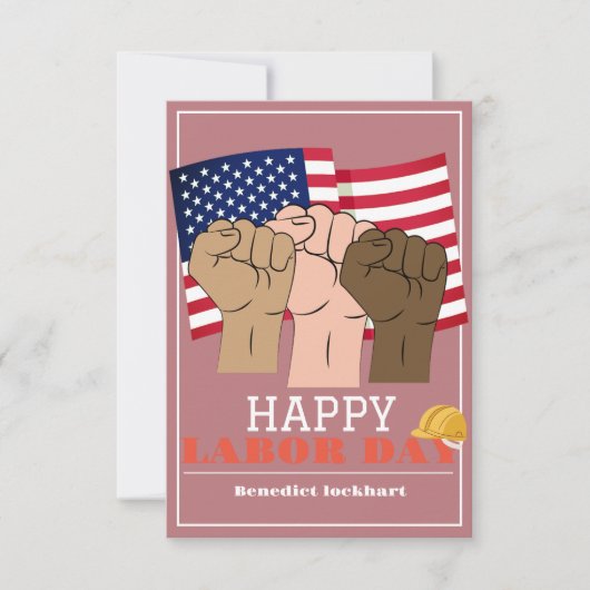 連帯労働者の統一労働日と米国の国旗 サンキューカード (正面)