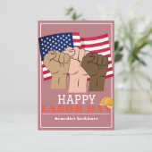 連帯労働者の統一労働日と米国の国旗 サンキューカード (スタンド正面)