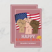 連帯労働者の統一労働日と米国の国旗 サンキューカード (正面/裏面)