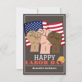 連帯労働者の統一労働日と米国の国旗 サンキューカード