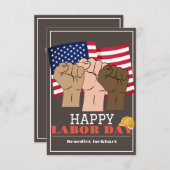 連帯労働者の統一労働日と米国の国旗 サンキューカード (正面/裏面)