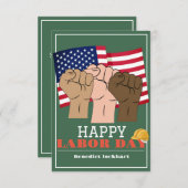 連帯労働者の統一労働日と米国の国旗 サンキューカード (正面/裏面)