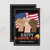 連帯労働者の統一労働日と米国の国旗 サンキューカード (正面/裏面)