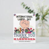 連帯労働者の統一労働日と米国の国旗 ポストカード (スタンド正面)