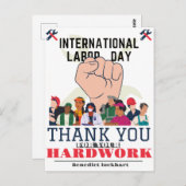 連帯労働者の統一労働日と米国の国旗 ポストカード (正面/裏面)