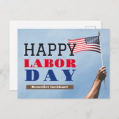 連帯労働者の統一労働日レッドホワイト&ブルー ポストカード (正面/裏面)