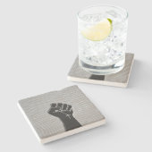 連帯拳カーボンファイバーデコールスタイル ストーンコースター (横)