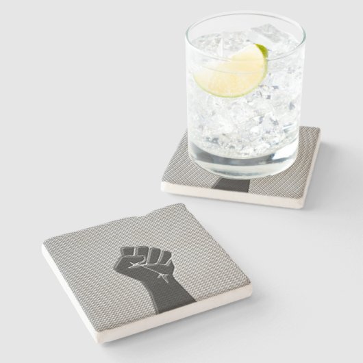 連帯拳カーボンファイバーデコールスタイル ストーンコースター (横)