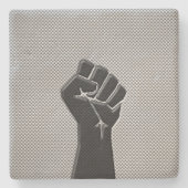 連帯拳カーボンファイバーデコールスタイル ストーンコースター (正面)