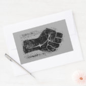 連帯拳グランジスタイル 長方形シール (封筒)