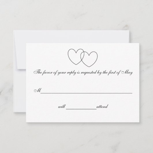 "連結のハート"の応答カード 出欠カード (正面)