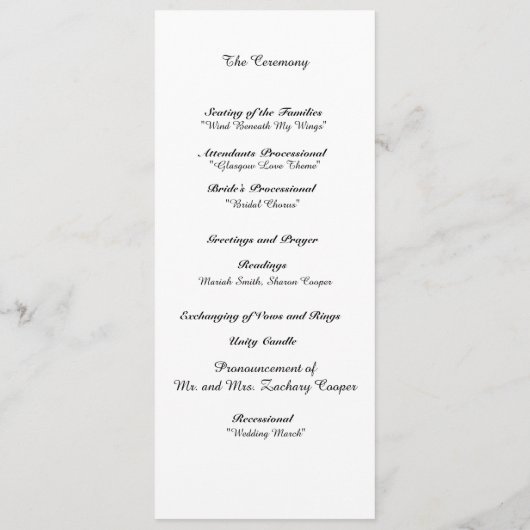 "連結のハート"の結婚式プログラム プログラム (裏面)