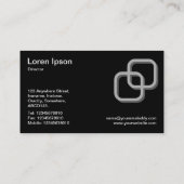 連結の正方形3d -黒の灰色 名刺 (裏面)