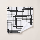 連結の黒い正方形の芸術的なデザイン バスタオルセット (ウォッシュタオル)