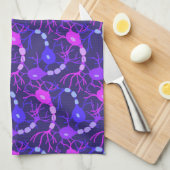 連結ニューロンのネオンパープル キッチンタオル (四つ折り)