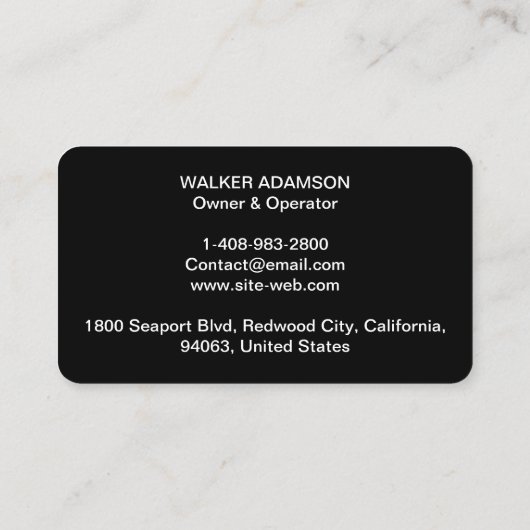 連絡住所とサービス – プロフェッショナルHVAC 名刺 (裏面)