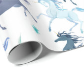 連続したユニコーンの光沢のある包装紙 ラッピングペーパー (ロールコーナー)