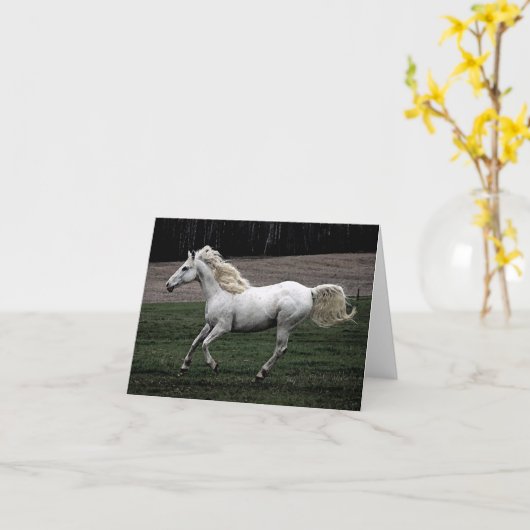 連続した白馬 カード (黄色い花)