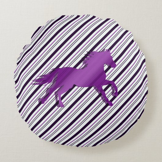 連続した馬はの縞で飾ります ラウンドクッション (正面)
