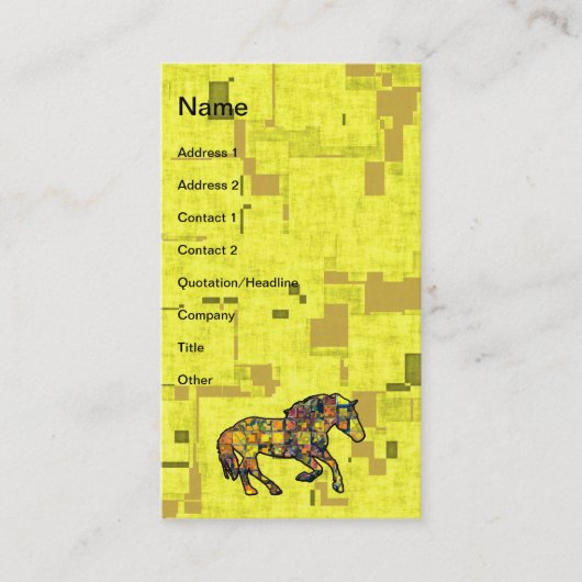 連続した馬は名刺を平方しました 名刺 (正面)